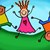 Bild mit drei Zeichentrick Figuren als tanzende Kinder