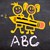 Kinderzeichnung Kinder mit Bleistift und ABC Schriftzug